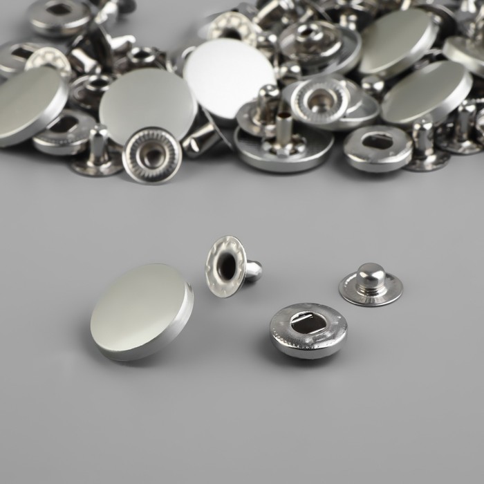 Кнопки установочные, Альфа, d = 17 мм, цвет серебряный матовый
