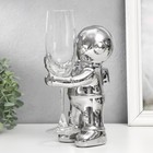 Сувенир керамика подставка под бокал "Космонавт" серебро 10х14х22 см - фото 2795727