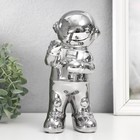 Сувенир керамика подставка под бокал "Космонавт" серебро 10х14х22 см - фото 6979866
