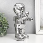 Сувенир керамика подставка под бокал "Космонавт" серебро 10х14х22 см - фото 6979867
