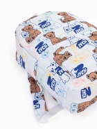 Рюкзак школьный на молнии, с карманом, с принтом, размер 30×12×43 см, белый/синий - Фото 3