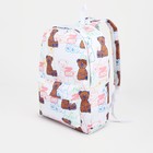 Рюкзак школьный на молнии из текстиля, наружный карман, цвет белый/розовый - фото 319601297