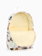 Рюкзак школьный на молнии, с карманом, с принтом, размер 30×12×43 см, белый/чёрный - Фото 12