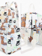 Рюкзак школьный на молнии, с карманом, с принтом, размер 30×12×43 см, белый/чёрный - Фото 5