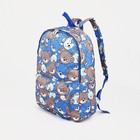 Рюкзак школьный на молнии из текстиля, наружный карман, цвет синий - фото 281428018