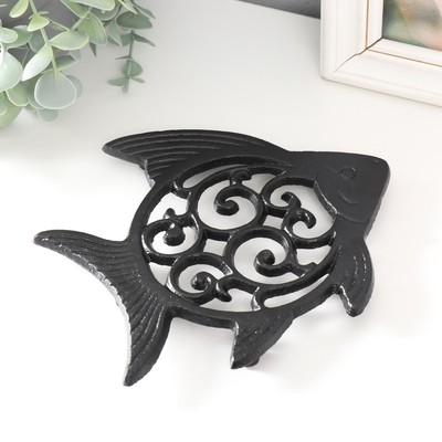 Фигурка чугун, подставка под горячее «Рыбка в узорах», 19×16.5 см