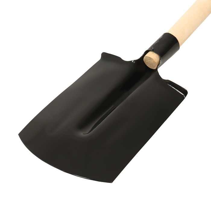 Лопата штыковая, прямоугольная, L = 144 см, деревянный черенок