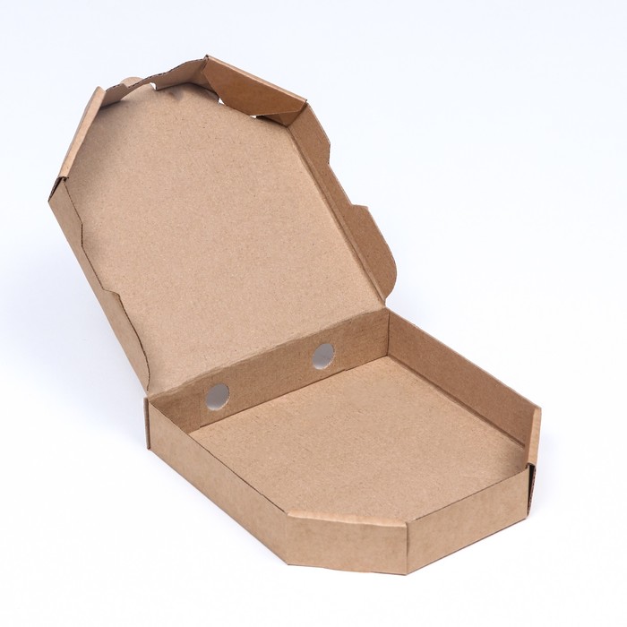 Коробка для пиццы, бурая, 21 х 21 х 4 см