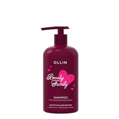 Шампунь для волос Ollin Professional Beauty family, с кератином и протеинами шёлка, 500 мл