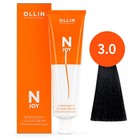 Крем-краска для волос перманентная Ollin Professional N-Joy, тон 3/0, тёмный шатен, 100 мл - фото 301647721