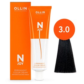 Крем-краска для волос перманентная Ollin Professional N-Joy, тон 3/0, тёмный шатен, 100 мл 9814363