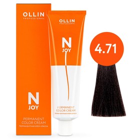Крем-краска для волос перманентная Ollin Professional N-Joy, тон 4/71, шатен коричнево-пепельный, 100 мл