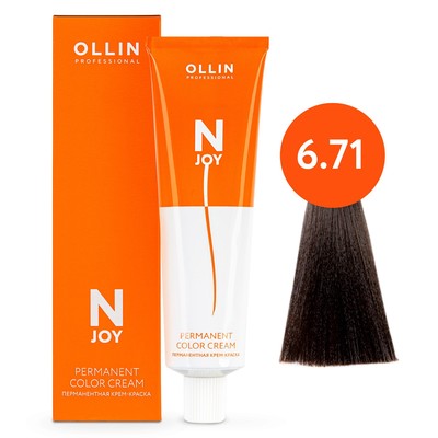 Крем-краска для волос перманентная Ollin Professional N-Joy, тон 6/71, тёмно-русый коричнево-пепельный, 100 мл