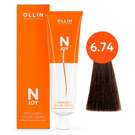 Крем-краска для волос перманентная Ollin Professional N-Joy, тон 6/74, тёмно-русый коричнево-медный, 100 мл 9814383