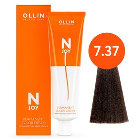 Крем-краска для волос перманентная Ollin Professional N-Joy, тон 7/37, русый, золотисто-коричневый, 100 мл 9814390