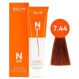 Крем-краска для волос перманентная Ollin Professional N-Joy, тон 7/44, русый интенсивно-медный, 100 мл