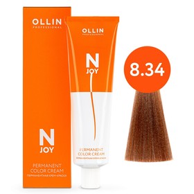 Крем-краска для волос перманентная Ollin Professional N-Joy, тон 8/34, светло-русый золотисто-медный, 100 мл