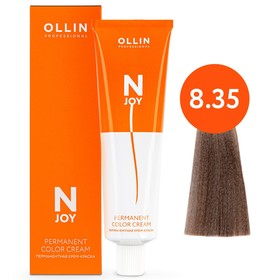 Крем-краска для волос перманентная Ollin Professional N-Joy, тон 8/35, светло-русый золотисто-махагоновый, 100 мл