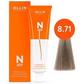 Крем-краска для волос перманентная Ollin Professional N-Joy, тон 8/71, светло-русый коричнево-пепельный, 100 мл 9814399