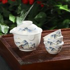 Набор чайный керамический «Восточная мудрость», 4 предмета: 3 пиалы 40 мл, гайвань 240 мл, цвет белый - Фото 2