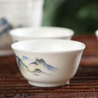 Набор чайный керамический «Восточная мудрость», 4 предмета: 3 пиалы 40 мл, гайвань 240 мл, цвет белый - Фото 3