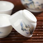 Набор чайный керамический «Восточная мудрость», 4 предмета: 3 пиалы 40 мл, гайвань 240 мл, цвет белый - Фото 4