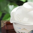 Набор чайный керамический «Восточная мудрость», 4 предмета: 3 пиалы 40 мл, гайвань 240 мл, цвет белый - Фото 5