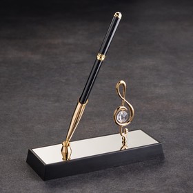 Сувенир Ручка на подставке ' Скрипичный ключ ', с 2 прозрачными хрусталиками 16 х 6 х 19 см