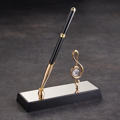Сувенир Ручка на подставке " Скрипичный ключ ", с 2 прозрачными хрусталиками 16 х 6 х 19 см