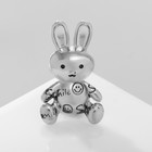Брошь "Зайка" игрушечный, цвет серебро - фото 10641728