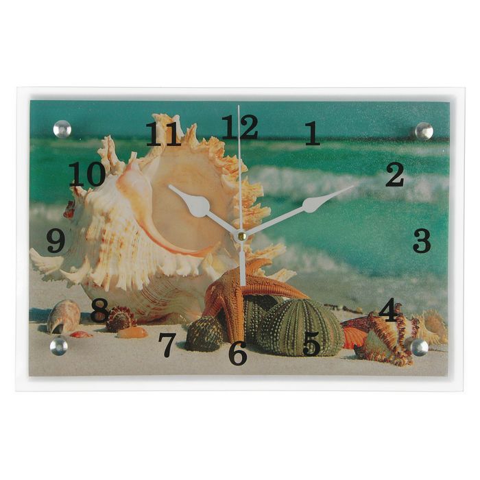 Часы-картина настенные, серия: Море, "Ракушки", 30х20 см - фото 1905337173