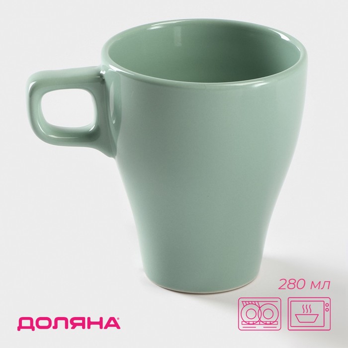 Кружка керамическая Доляна Coffee break, 280 мл, цвет бирюзовый - Фото 1