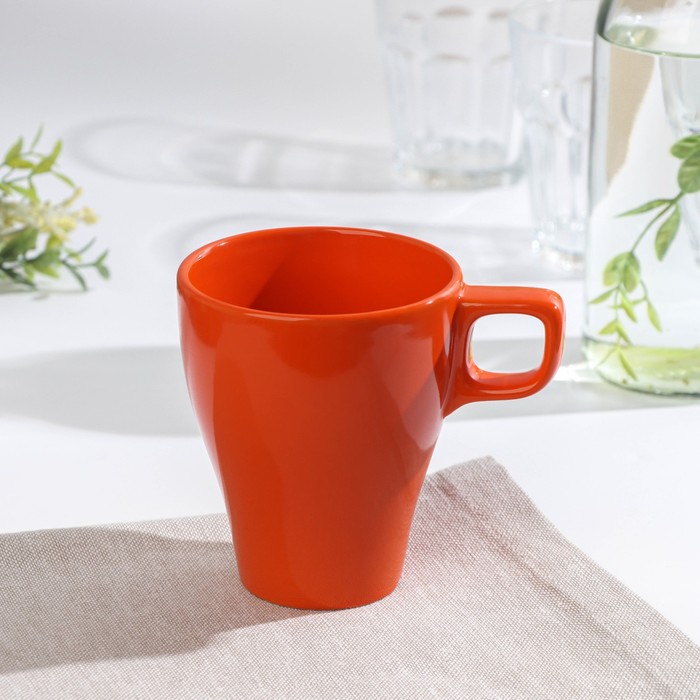 Кружка керамическая Доляна Coffee break, 280 мл, цвет оранжевый - Фото 1