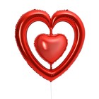 Шар фольгированный 40" «Сердце в сердце», цвет красный - фото 319602004