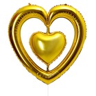Шар фольгированный 40" «Сердце в сердце», цвет золото - фото 319602008