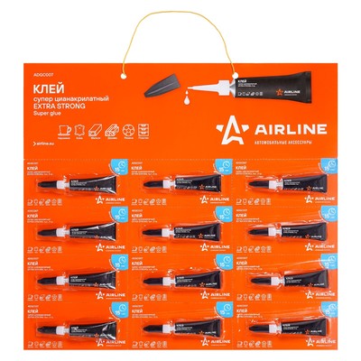 Клей супер цианакрилатный Airline Extra Strong, 3 г, блистеры на подложке