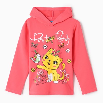 Толстовка для девочки, рост 92 см, коралловая