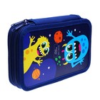 Пенал 2 секции, 125 х 205 х 40 мм, Calligrata 30П26/2 "Монстрики", ламинированный картон 9308196