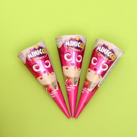 Вафельный рожок Minicco Cornet Strawberry молочный шоколад Клубника, 25 г (комплект 2 шт)