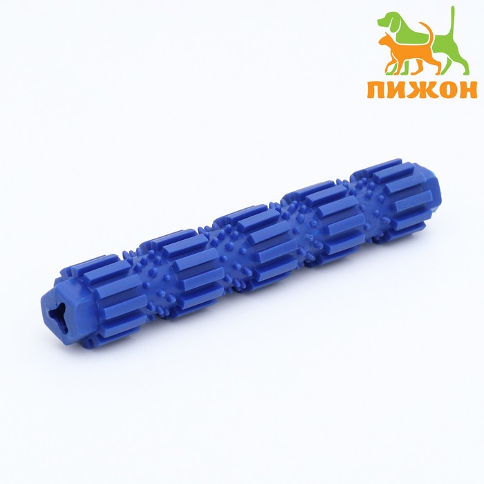 Игрушка жевательная для собак «Палка с шипами», 18 см, TPR, синяя - Фото 1