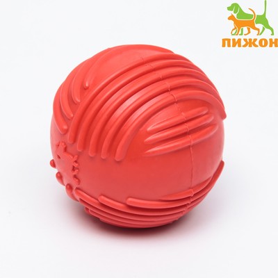 Мяч рифленый "Суперпес", TPR, 6,5 см, красный