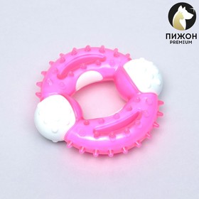 Игрушка двухслойная (твердый и мягкий пластик) "Кольцо с шипами", 10 см, розовая