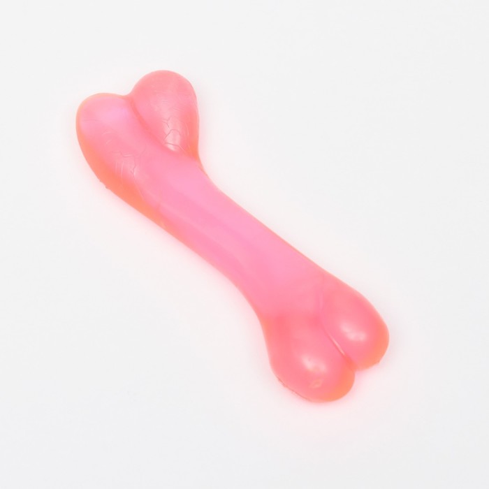 Игрушка жевательная "Косточка классическая", прозрачная, PVC, 12,3 см, красная