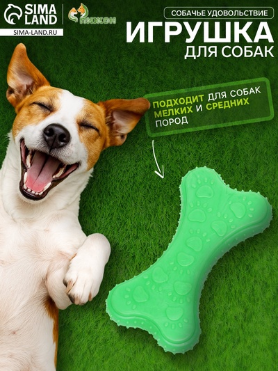 Жевательная игрушка для собак «Собачье удовольствие», 10.5 см, суперпрочная, зелёная