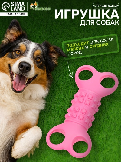 Жевательная игрушка для собак «Лучше всех!», 12 см, TPR, розовая