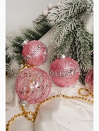 Ёлочные игрушки «Жаклин», шары новогодние, d=8 см, набор 6 шт., розовый - Фото 3