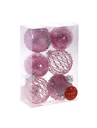 Ёлочные игрушки «Жаклин», шары новогодние, d=8 см, набор 6 шт., розовый - Фото 6