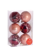 Ёлочные игрушки «Ночка», d=8 см, 6 шт., цветы узор, бордовый/золотистый 9510504