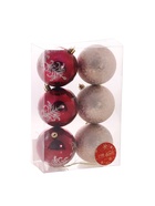 Ёлочные игрушки «Ночка», шары новогодние, d=8 см, набор 6 шт., элитный узор, бордовый/золото - фото 122225280