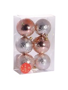 Ёлочные игрушки «Ночка», шары новогодние, d=8 см, набор 6 шт., цветы люкс, золотистый 9510508